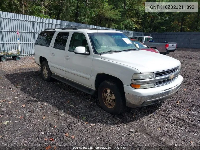 1GNFK16Z32J211892 2002 Chevrolet Suburban 1500 Lt