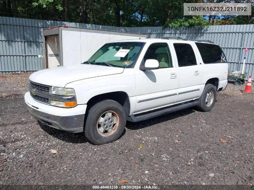 2002 Chevrolet Suburban 1500 Lt VIN: 1GNFK16Z32J211892 Lot: 40463238