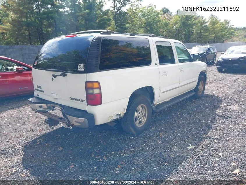 2002 Chevrolet Suburban 1500 Lt VIN: 1GNFK16Z32J211892 Lot: 40463238