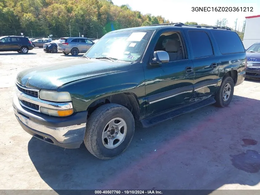 2002 Chevrolet Suburban 1500 Ls VIN: 3GNEC16Z02G361212 Lot: 40507760