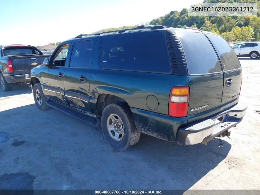 2002 Chevrolet Suburban 1500 Ls VIN: 3GNEC16Z02G361212 Lot: 40507760