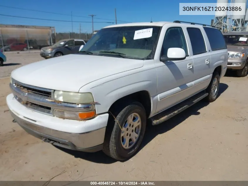 2002 Chevrolet Suburban 1500 Lt VIN: 3GNFK16Z12G243886 Lot: 40545724