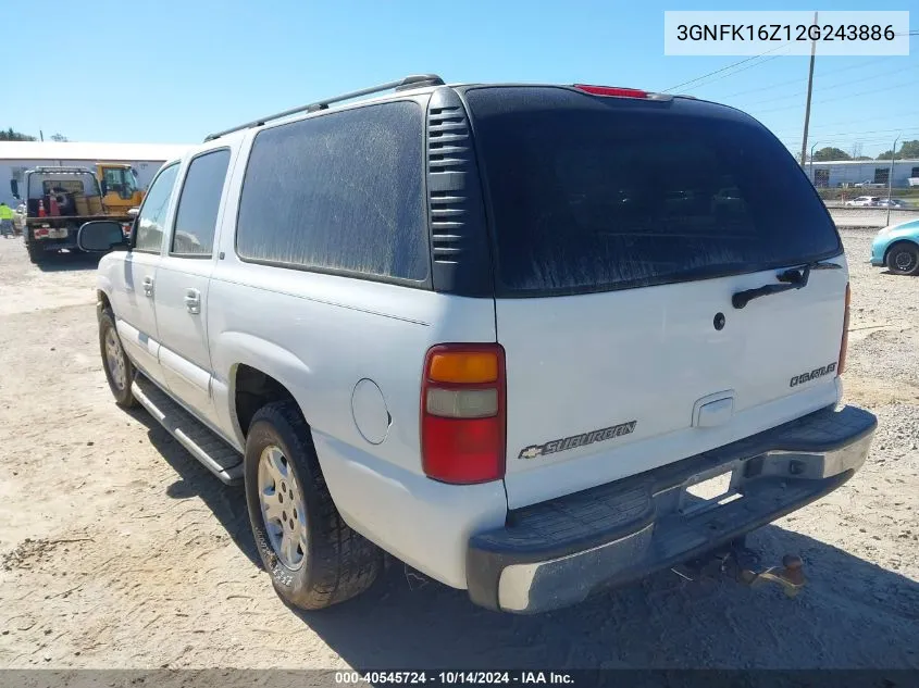 2002 Chevrolet Suburban 1500 Lt VIN: 3GNFK16Z12G243886 Lot: 40545724