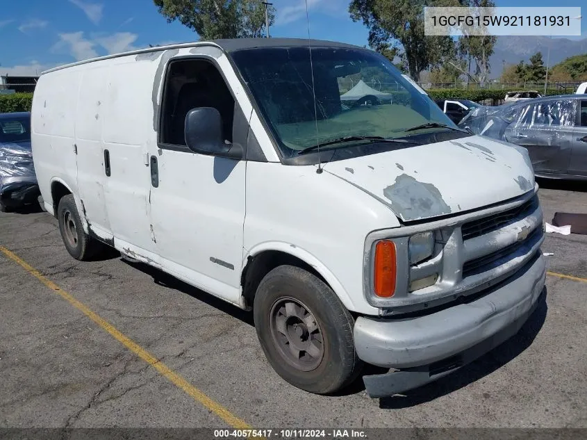 2002 Chevrolet Express VIN: 1GCFG15W921181931 Lot: 40575417