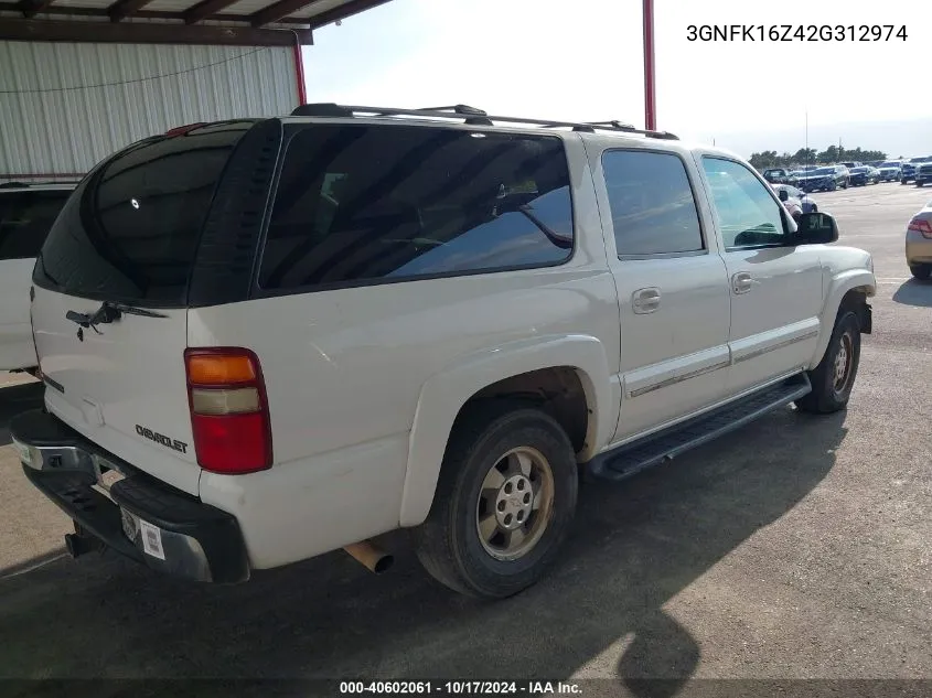 2002 Chevrolet Suburban 1500 Lt VIN: 3GNFK16Z42G312974 Lot: 40602061