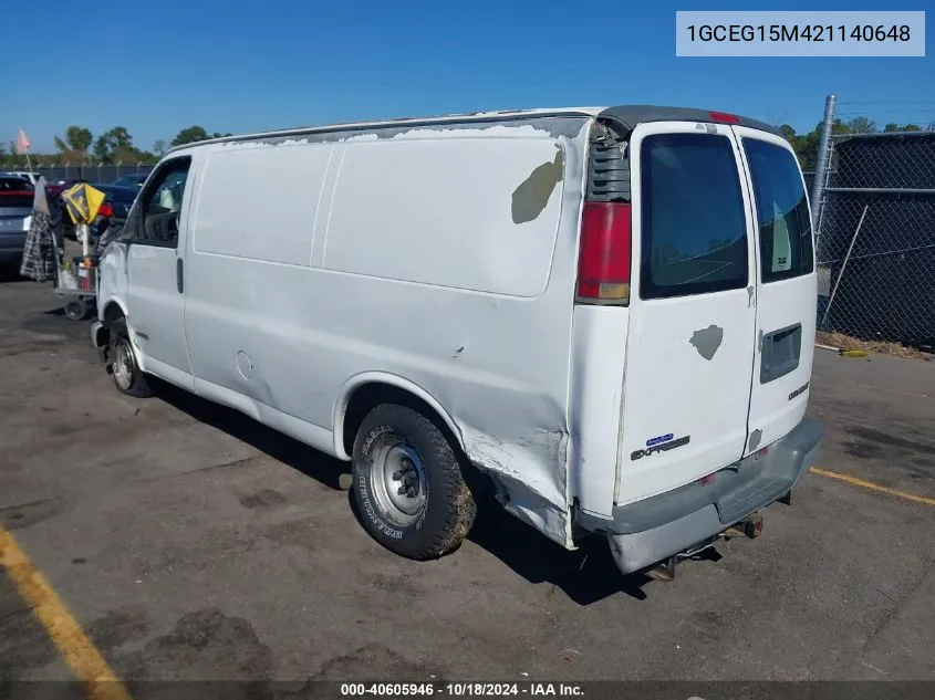 2002 Chevrolet Express VIN: 1GCEG15M421140648 Lot: 40605946