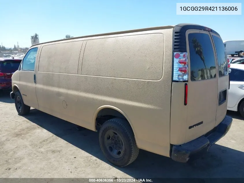 2002 Chevrolet Express VIN: 1GCGG29R421136006 Lot: 40636356