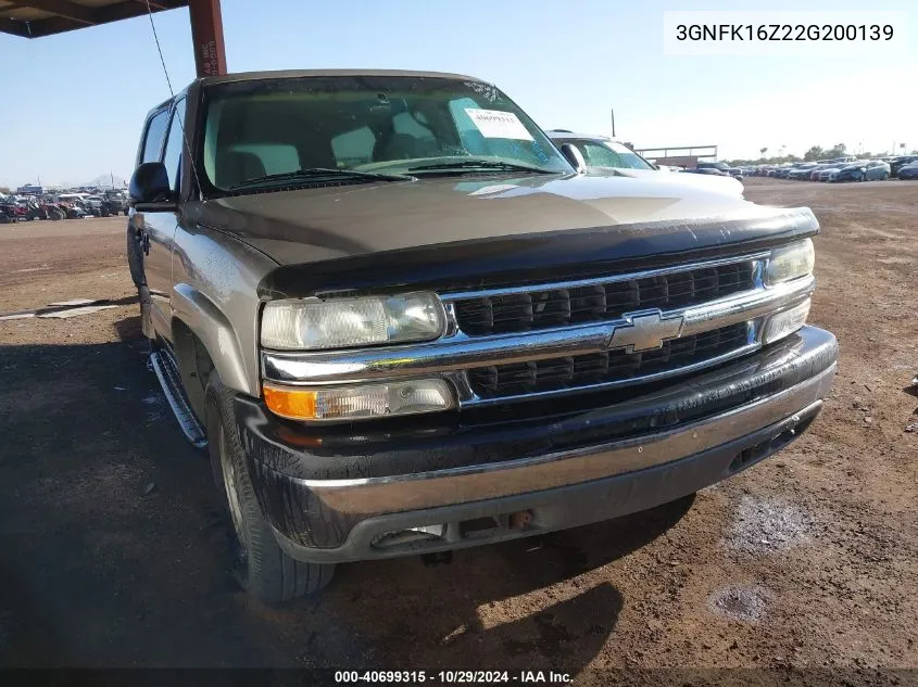 2002 Chevrolet Suburban 1500 Ls VIN: 3GNFK16Z22G200139 Lot: 40699315