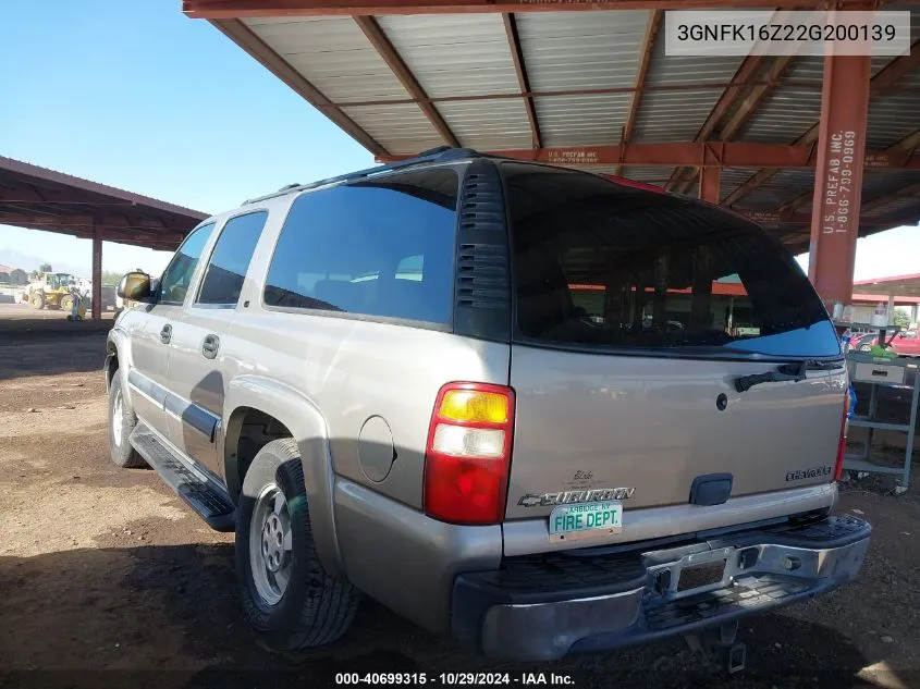 2002 Chevrolet Suburban 1500 Ls VIN: 3GNFK16Z22G200139 Lot: 40699315