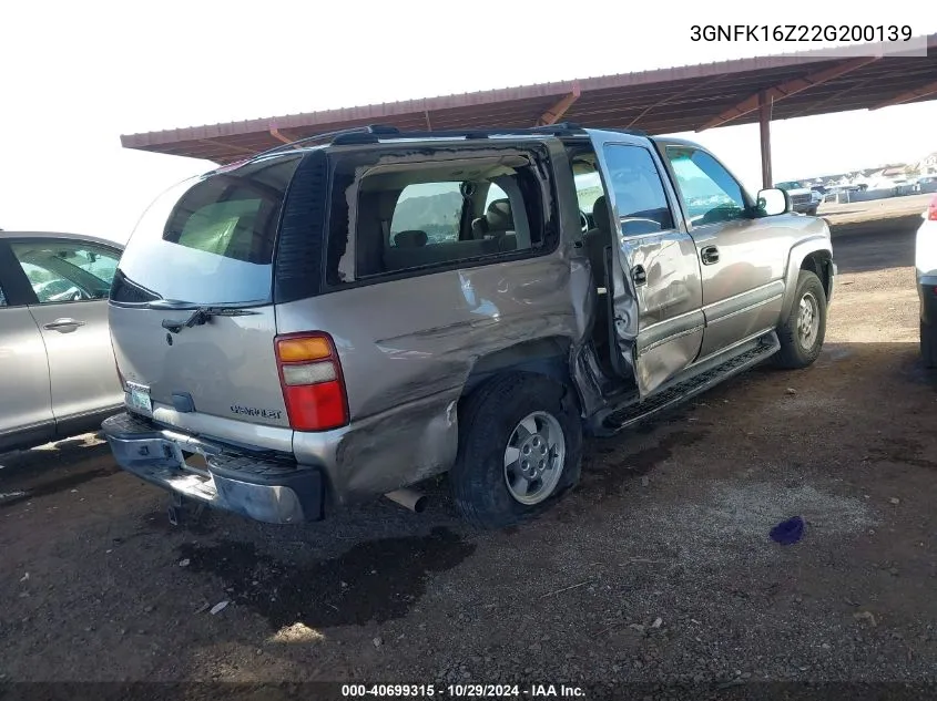 2002 Chevrolet Suburban 1500 Ls VIN: 3GNFK16Z22G200139 Lot: 40699315