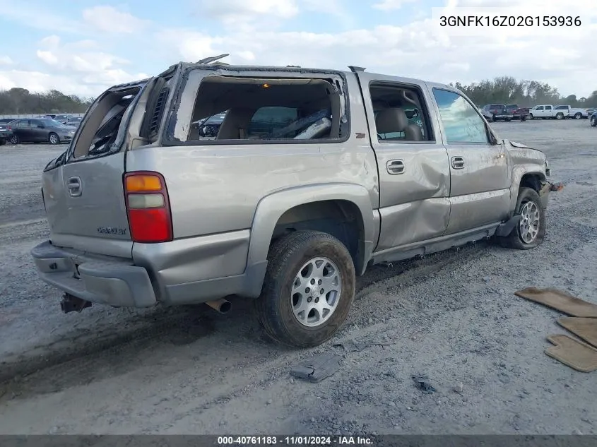 2002 Chevrolet Suburban 1500 Z71 VIN: 3GNFK16Z02G153936 Lot: 40761183