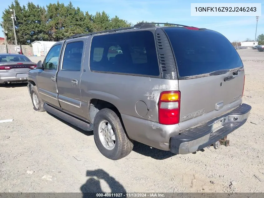 2002 Chevrolet Suburban 1500 Lt VIN: 1GNFK16Z92J246243 Lot: 40811027