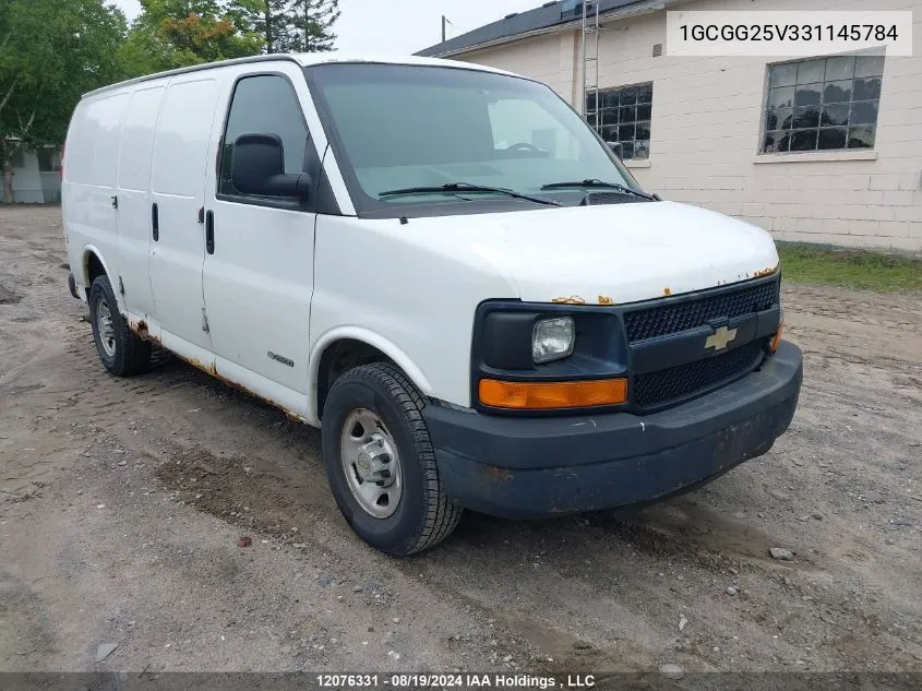 2003 Chevrolet Express VIN: 1GCGG25V331145784 Lot: 12076331