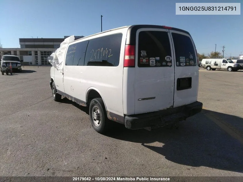 1GNGG25U831214791 2003 Chevrolet Express 2500