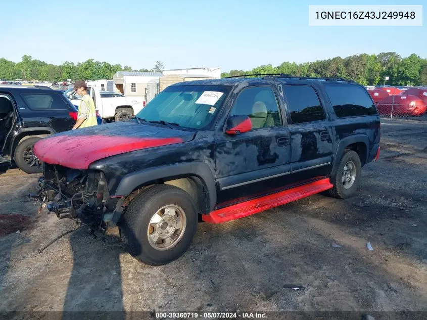 2003 Chevrolet Suburban 1500 Ls VIN: 1GNEC16Z43J249948 Lot: 39360719