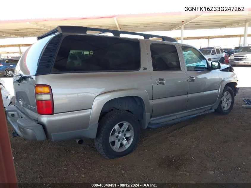 2003 Chevrolet Suburban 1500 Z71 VIN: 3GNFK16Z33G247262 Lot: 40048451