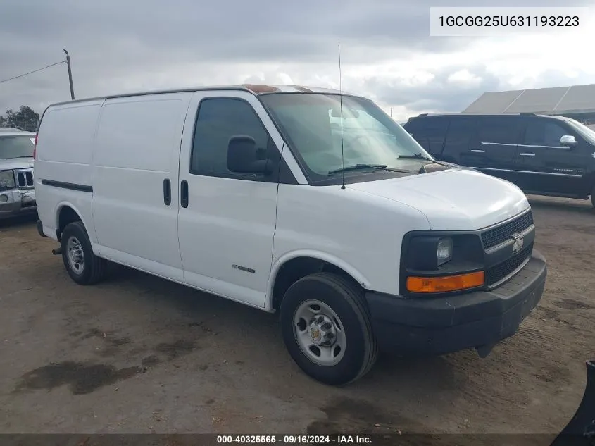 2003 Chevrolet Express VIN: 1GCGG25U631193223 Lot: 40325565