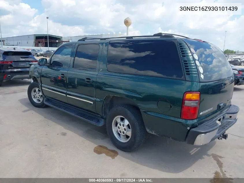 2003 Chevrolet Suburban 1500 Lt VIN: 3GNEC16Z93G101439 Lot: 40360593