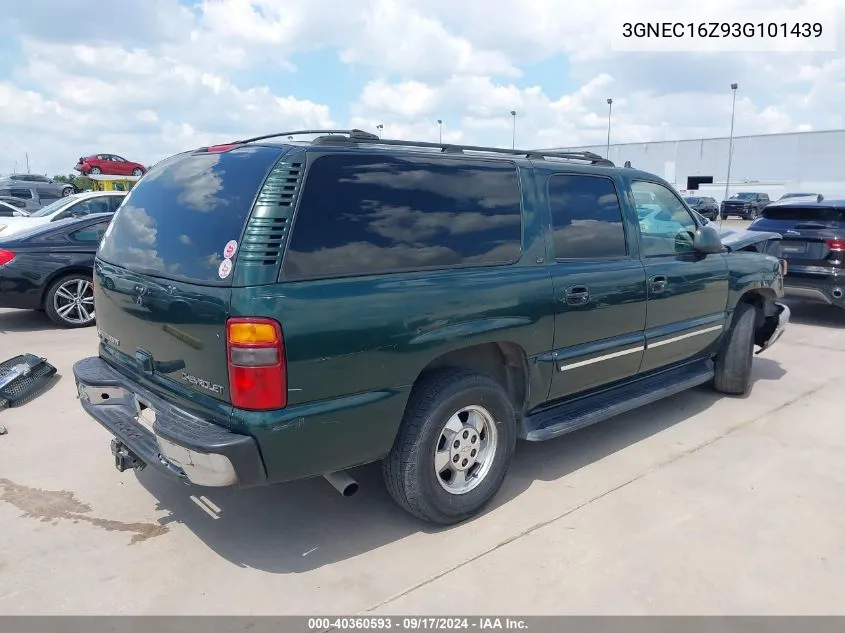 2003 Chevrolet Suburban 1500 Lt VIN: 3GNEC16Z93G101439 Lot: 40360593