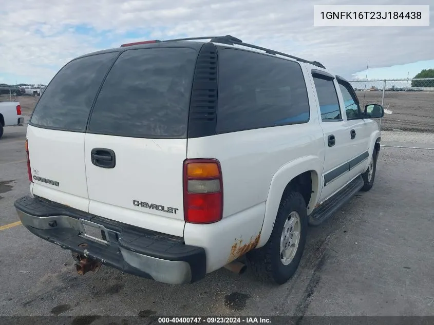 2003 Chevrolet Suburban 1500 Ls VIN: 1GNFK16T23J184438 Lot: 40400747