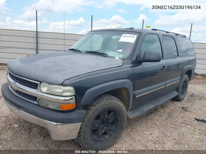 2003 Chevrolet Suburban 1500 Lt VIN: 3GNEC16Z03G196134 Lot: 40427830