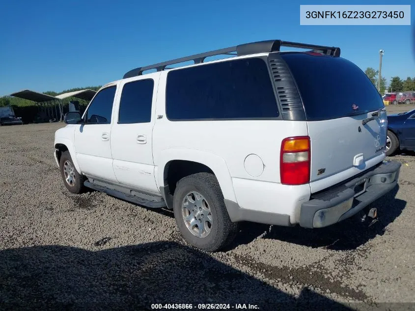 2003 Chevrolet Suburban 1500 Z71 VIN: 3GNFK16Z23G273450 Lot: 40436866