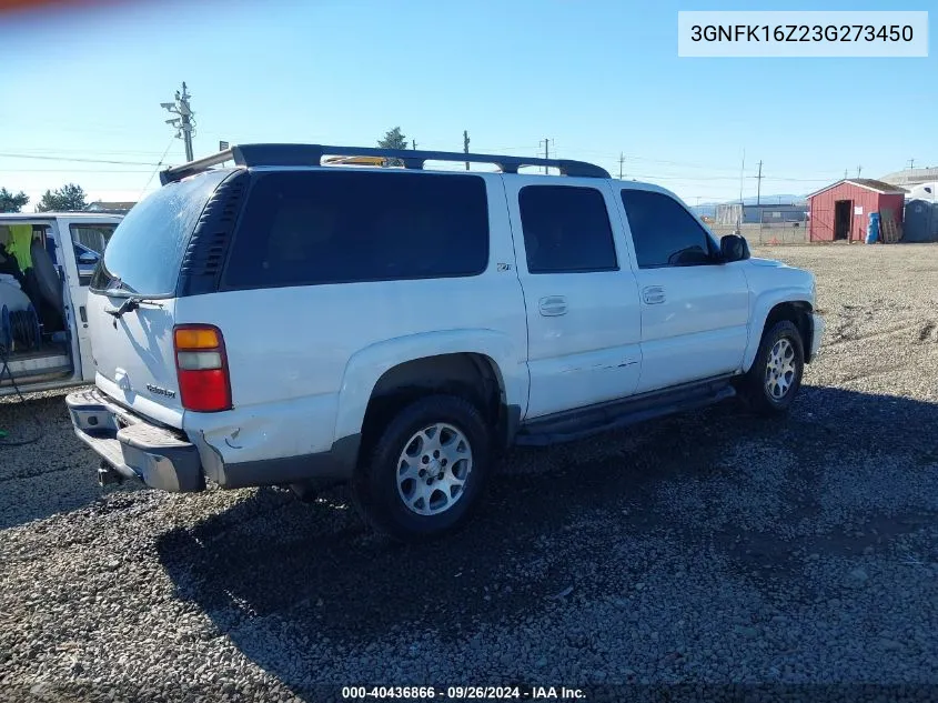 2003 Chevrolet Suburban 1500 Z71 VIN: 3GNFK16Z23G273450 Lot: 40436866