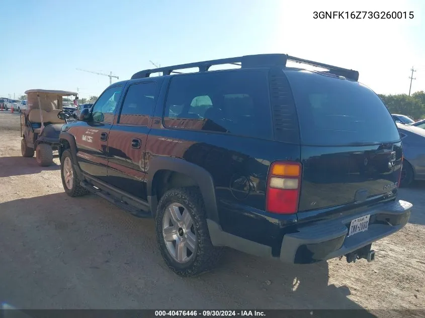 2003 Chevrolet Suburban 1500 Z71 VIN: 3GNFK16Z73G260015 Lot: 40476446