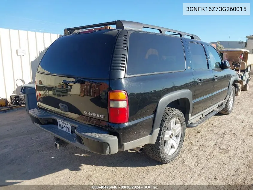 2003 Chevrolet Suburban 1500 Z71 VIN: 3GNFK16Z73G260015 Lot: 40476446