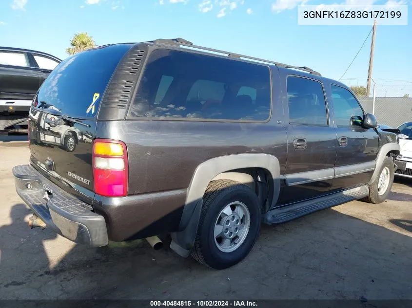 2003 Chevrolet Suburban 1500 Lt VIN: 3GNFK16Z83G172199 Lot: 40484815