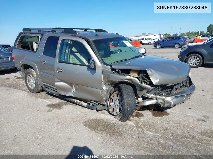 2003 Chevrolet Suburban 1500 Z71 VIN: 3GNFK16783G288048 Lot: 40486507