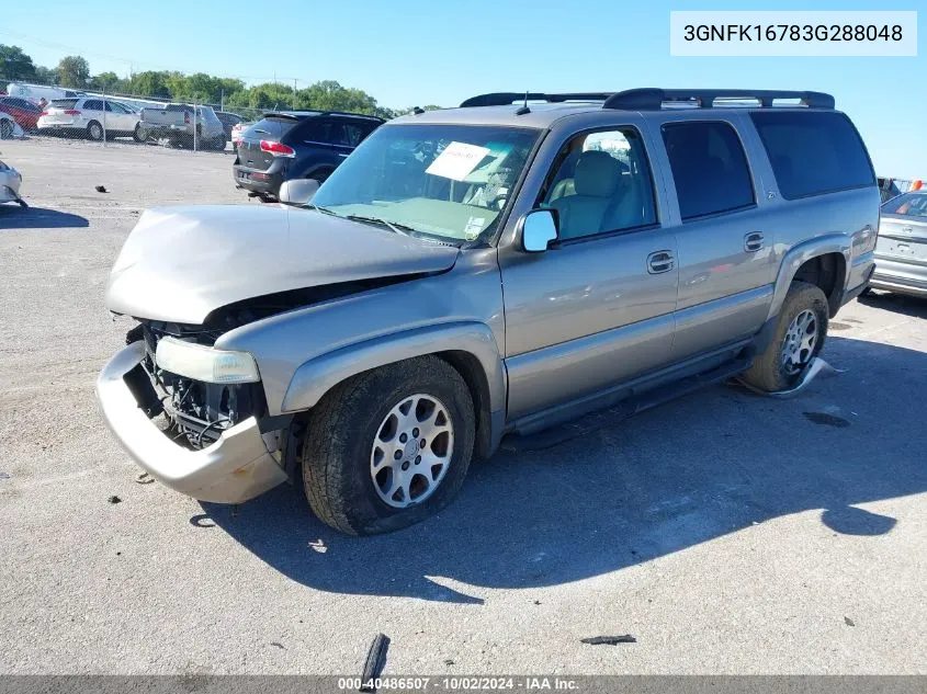 2003 Chevrolet Suburban 1500 Z71 VIN: 3GNFK16783G288048 Lot: 40486507