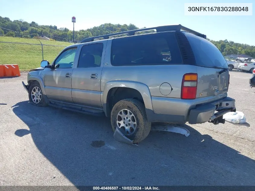 2003 Chevrolet Suburban 1500 Z71 VIN: 3GNFK16783G288048 Lot: 40486507