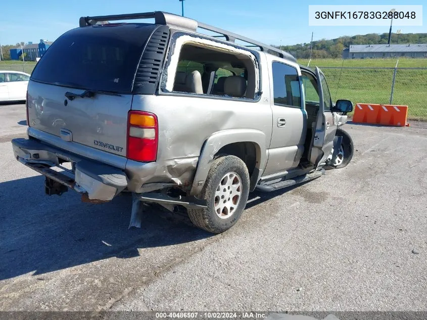 2003 Chevrolet Suburban 1500 Z71 VIN: 3GNFK16783G288048 Lot: 40486507