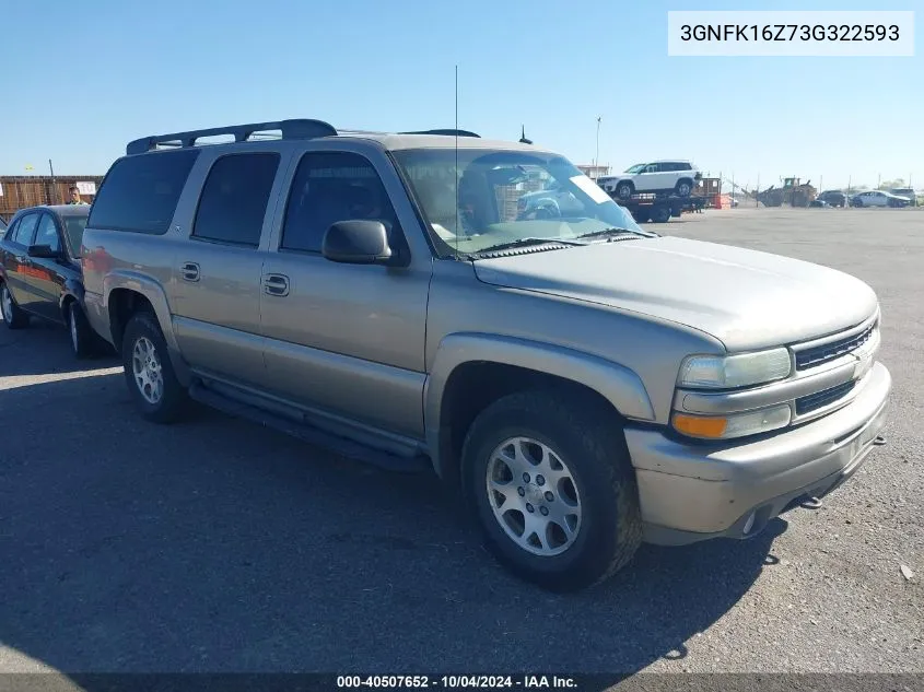 2003 Chevrolet Suburban 1500 Z71 VIN: 3GNFK16Z73G322593 Lot: 40507652