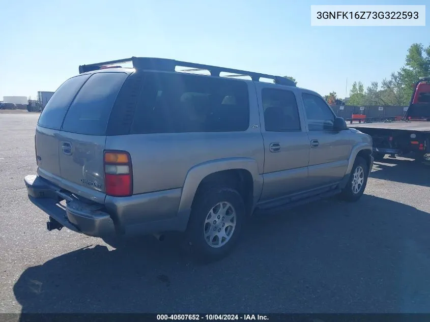 2003 Chevrolet Suburban 1500 Z71 VIN: 3GNFK16Z73G322593 Lot: 40507652