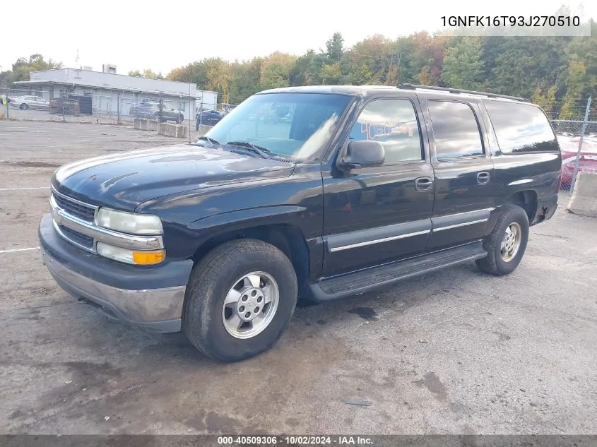 2003 Chevrolet Suburban 1500 Ls VIN: 1GNFK16T93J270510 Lot: 40509306