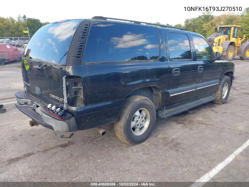 2003 Chevrolet Suburban 1500 Ls VIN: 1GNFK16T93J270510 Lot: 40509306