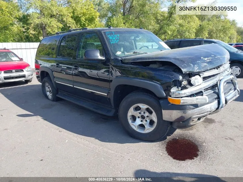 2003 Chevrolet Suburban 1500 Lt VIN: 3GNFK16Z13G309550 Lot: 40536229