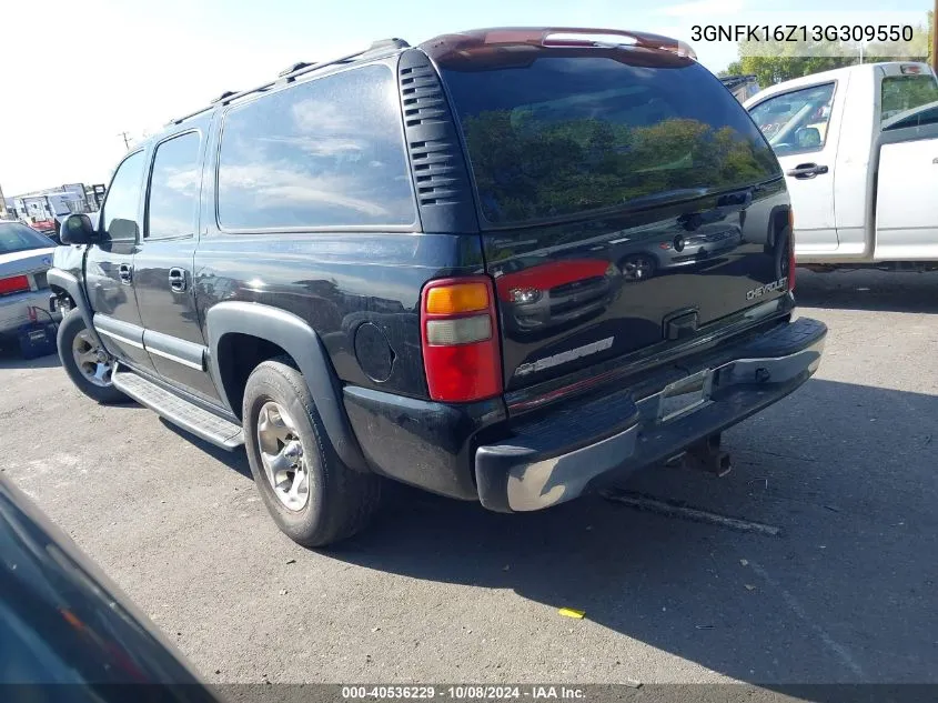 2003 Chevrolet Suburban 1500 Lt VIN: 3GNFK16Z13G309550 Lot: 40536229