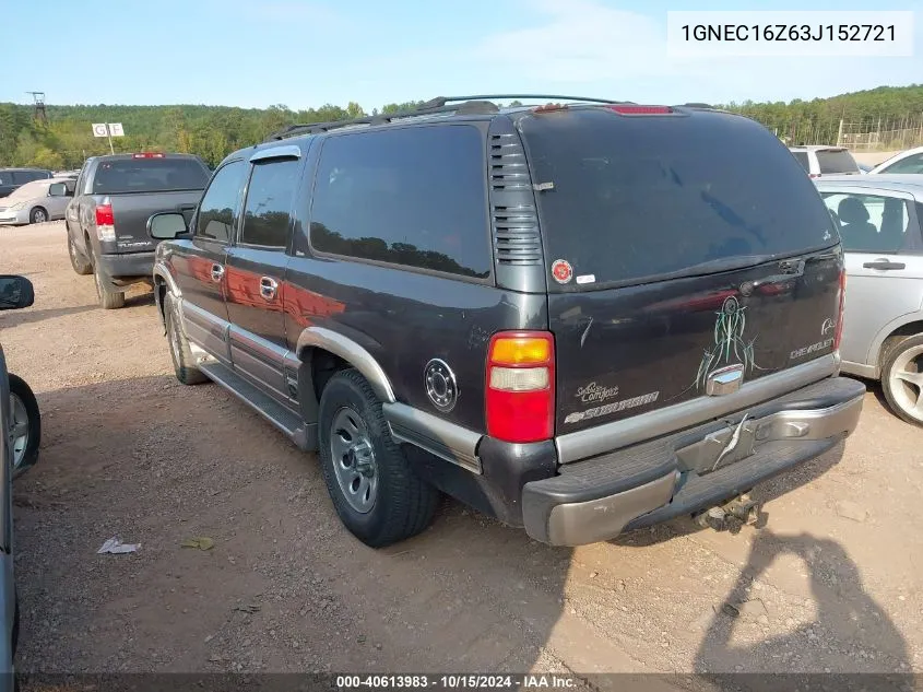 2003 Chevrolet Suburban 1500 Lt VIN: 1GNEC16Z63J152721 Lot: 40613983