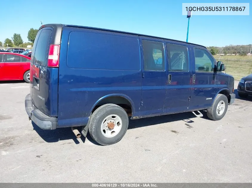 2003 Chevrolet Express VIN: 1GCHG35U531178867 Lot: 40616129