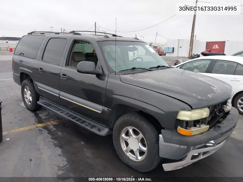 2003 Chevrolet Suburban 1500 Lt VIN: 3GNEC16T33G314995 Lot: 40619099