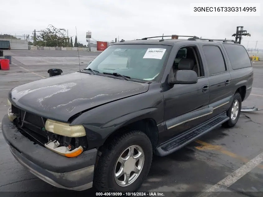 2003 Chevrolet Suburban 1500 Lt VIN: 3GNEC16T33G314995 Lot: 40619099