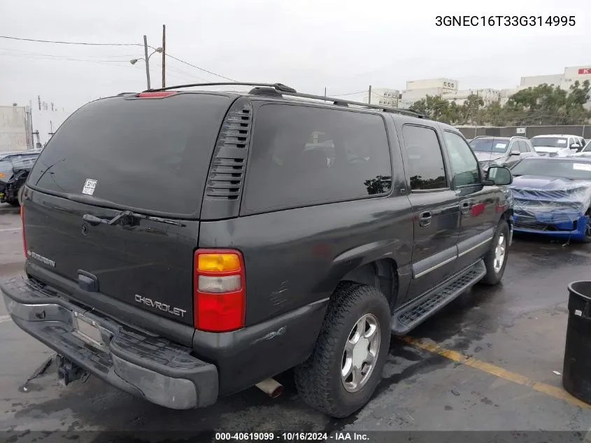 2003 Chevrolet Suburban 1500 Lt VIN: 3GNEC16T33G314995 Lot: 40619099