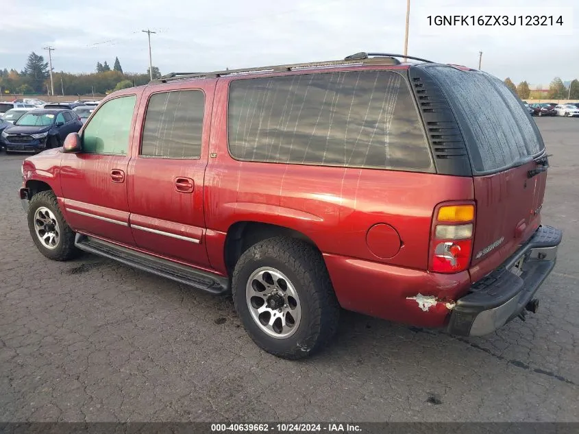 2003 Chevrolet Suburban 1500 Lt VIN: 1GNFK16ZX3J123214 Lot: 40639662