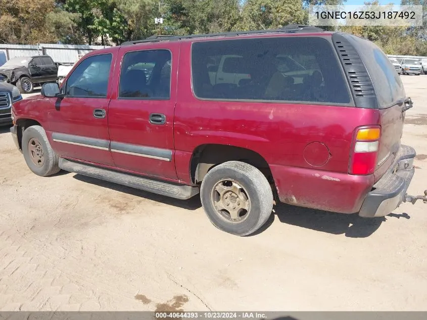 2003 Chevrolet Suburban 1500 Ls VIN: 1GNEC16Z53J187492 Lot: 40644393