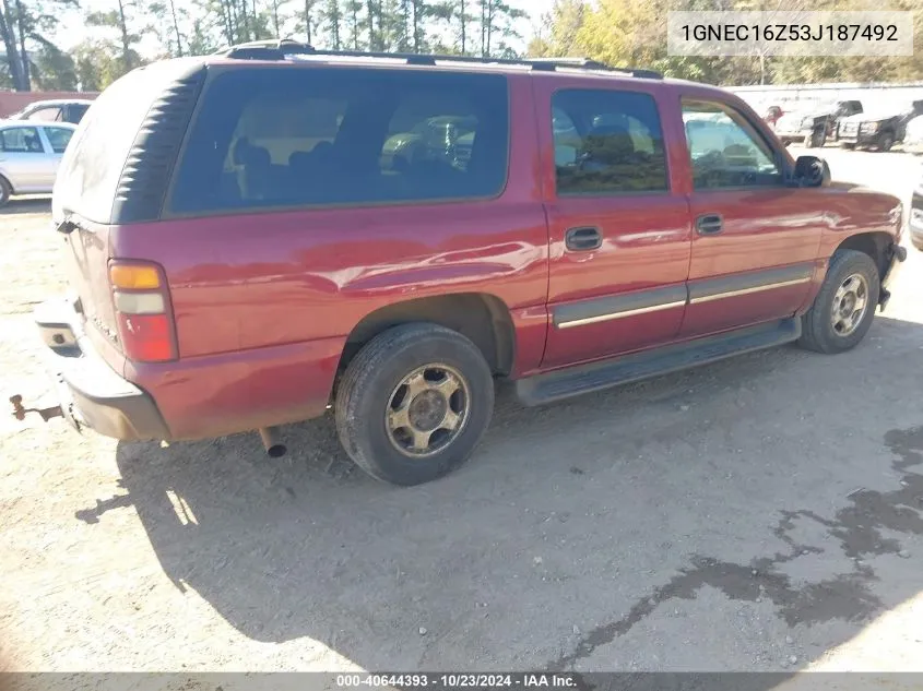 2003 Chevrolet Suburban 1500 Ls VIN: 1GNEC16Z53J187492 Lot: 40644393