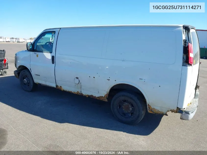 2003 Chevrolet Express VIN: 1GCGG25U731114271 Lot: 40683076