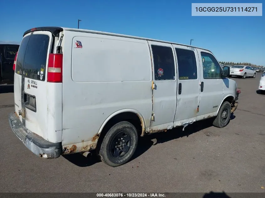 2003 Chevrolet Express VIN: 1GCGG25U731114271 Lot: 40683076